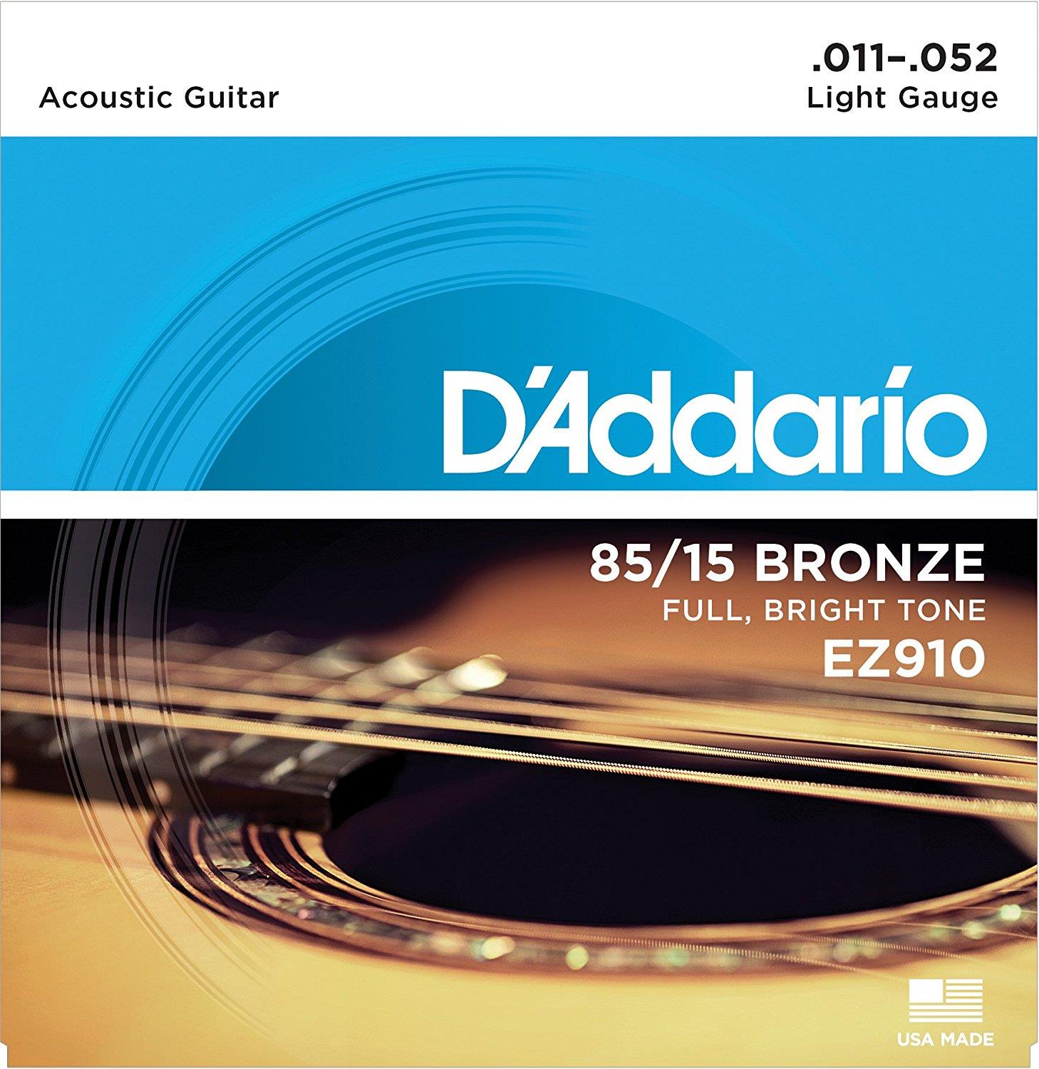 ez910 Daddario EZ910 Bronze Light 11-52 Akustik Gitar Tel Seti - Görsel 1